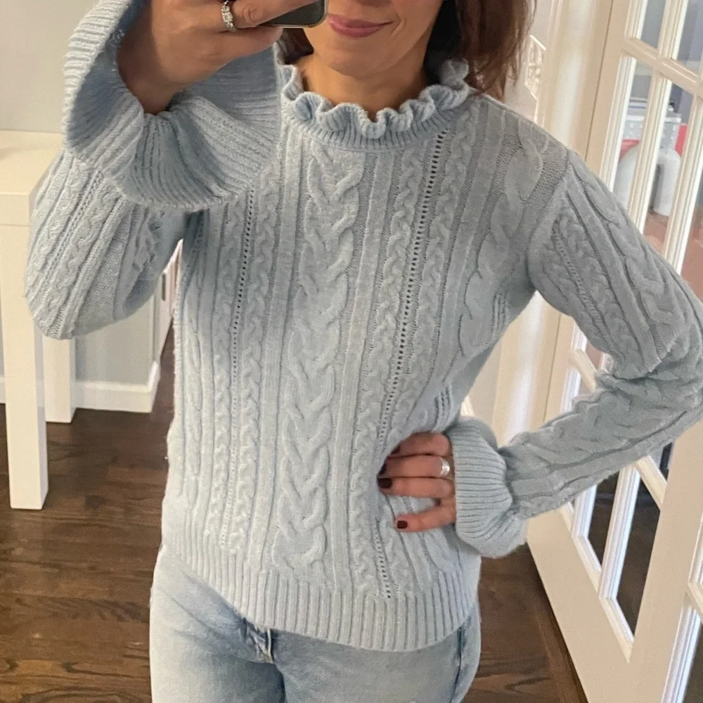 H&M Light Blue Cable Knit Turtleneck Sweater - Picture 11 of 11